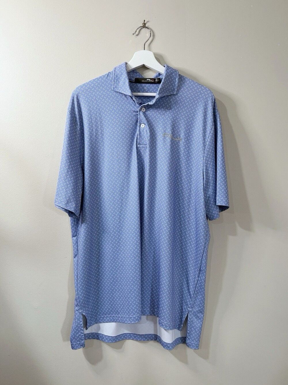 RLX Ralph Lauren Polo Shirt Men L Blue Paisley Golf Preppy Resort Casual